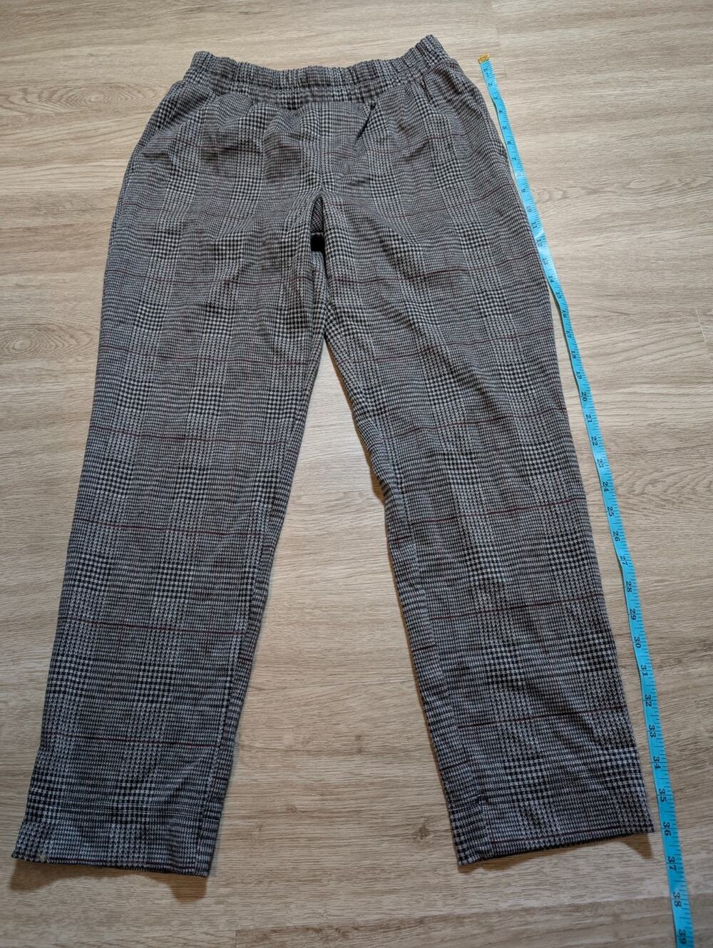 A New Day Womens XS Gray Plaid Pull On Ankle Pants Stretch Career Casual Work